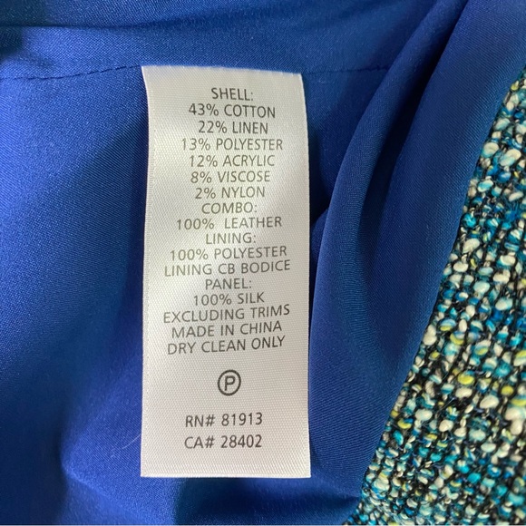 Tracy Reese Leather Trimmed Cropped Tweed Jacket in Bright Navy Size 4 NWT - Picture 11 of 12